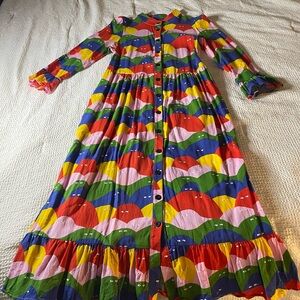 Nooworks Olive dress size small in Rainbow Lumps print